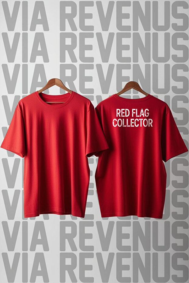 Red Flag Collector Back Printed Loose Cut 100% Cotton Unisex Tshirt