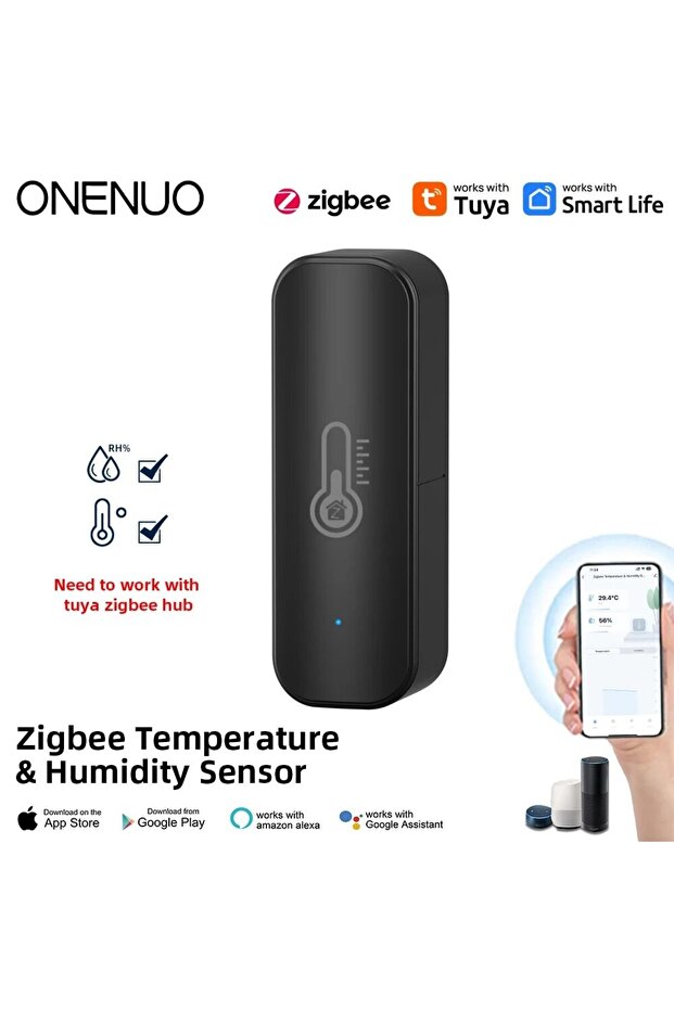 مستشعر ذكي لدرجة الحرارة والرطوبة بتقنية Zigbee/WiFi، مقياس رطوبة داخلي، تحكم عن بعد عبر تطبيق الهاتف