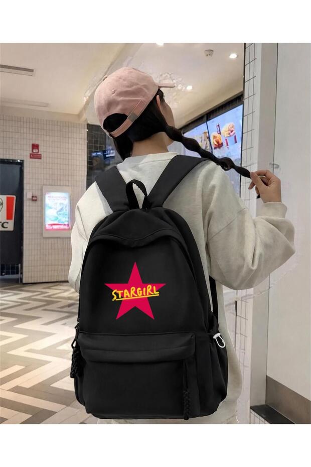 Black Star Girl Printed School, Class, Course Backpack