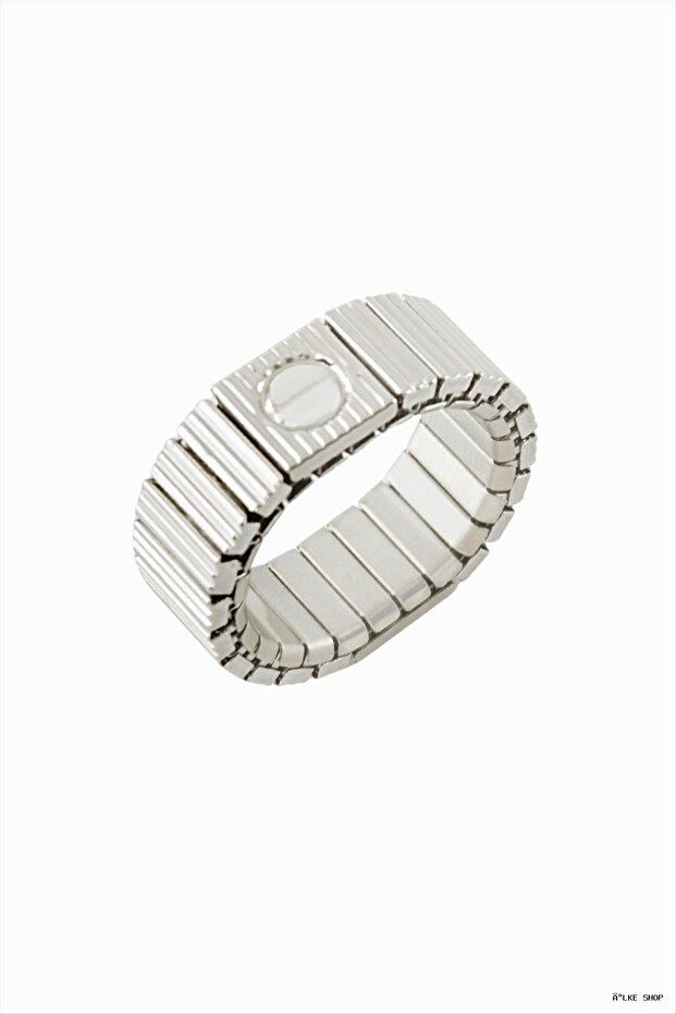 Ilkestor Spring-Loaded Men's Steel Ring (202002) Silver Color