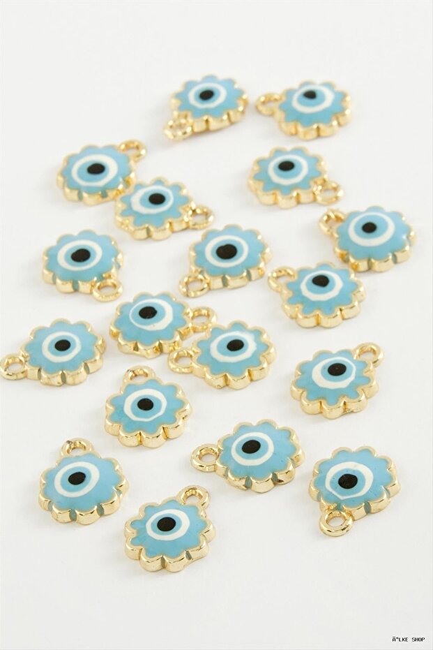 Ilkestor Flower Evil Eye Single Handle Enamel Bracelet and Pendant Horse 1 (203825) Piece Turquoise