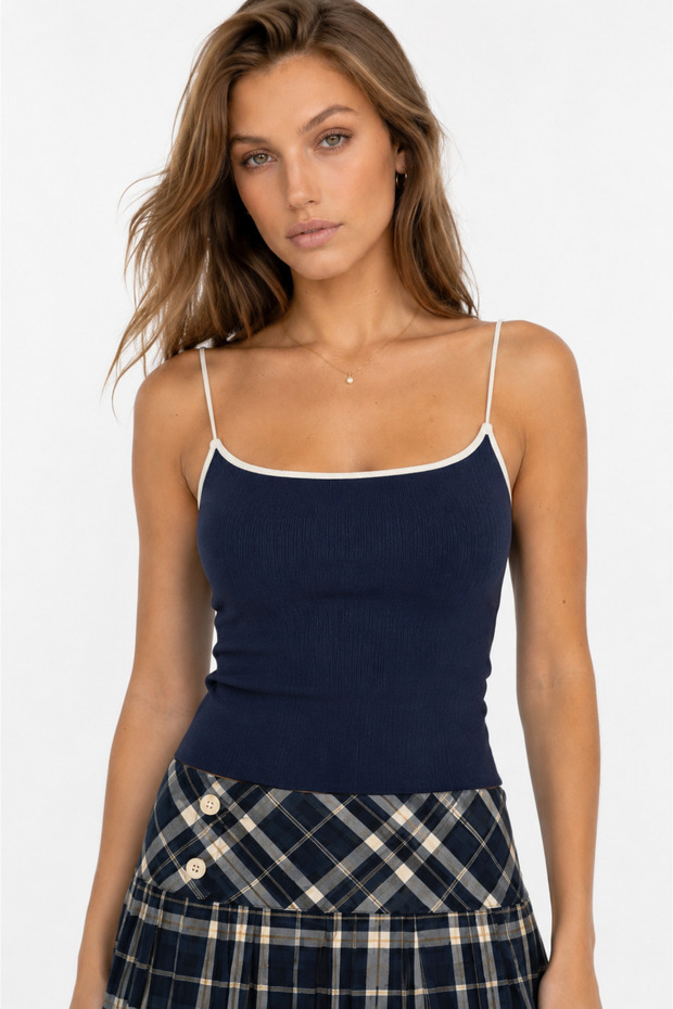 Contrast Striped Knitwear Athlete Bodysuit