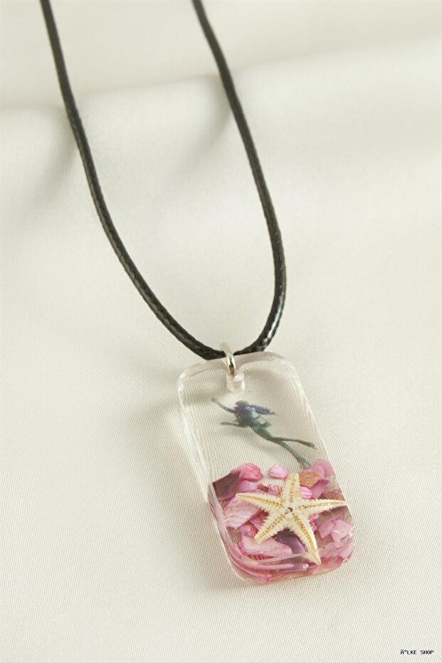 Ilkestor Starfish Rectangular Epoxy (203508) Pendant Pink