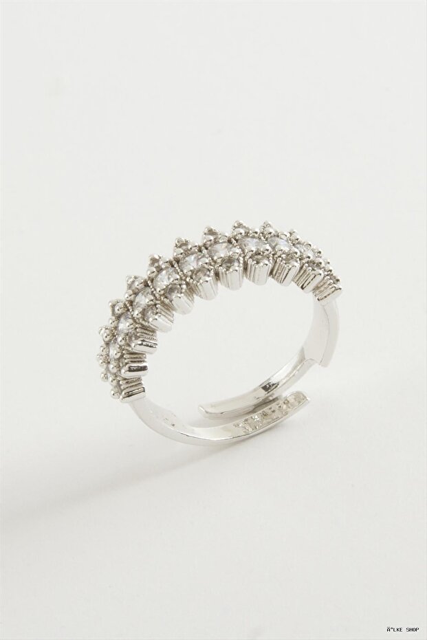 Ilkestor Oval Zircon Stone Ring (205107) Silver Color