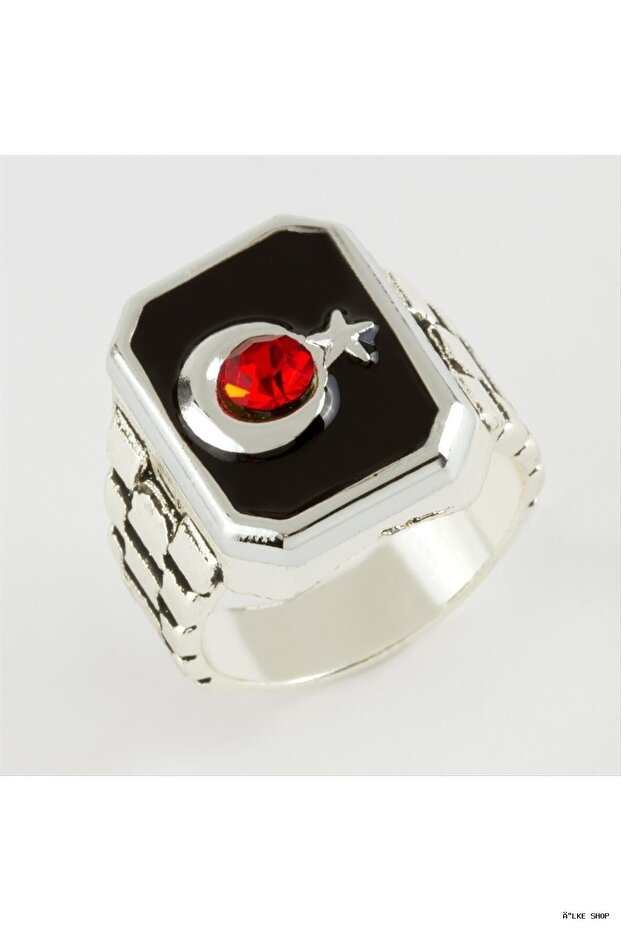 Ilkestor Moon Star Written Metal Men's Ring Silver (211102) Color 21