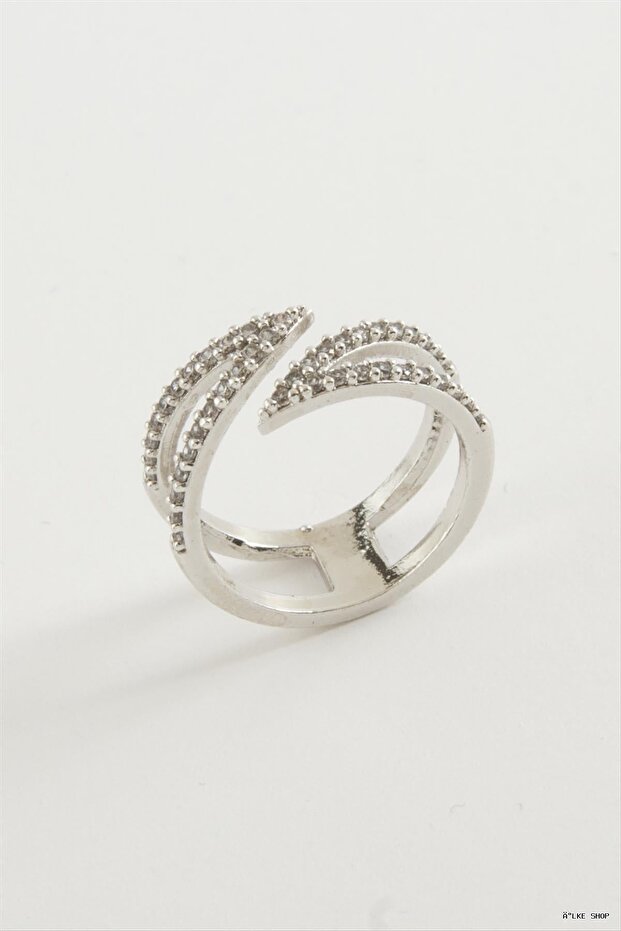 Ilkestor Leaf Zircon Stone Ring (204957) Silver Color