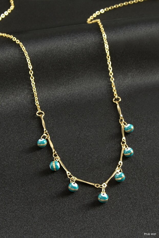 Ilkestor Top Nazarlı Mineli (205859) Necklace Turquoise
