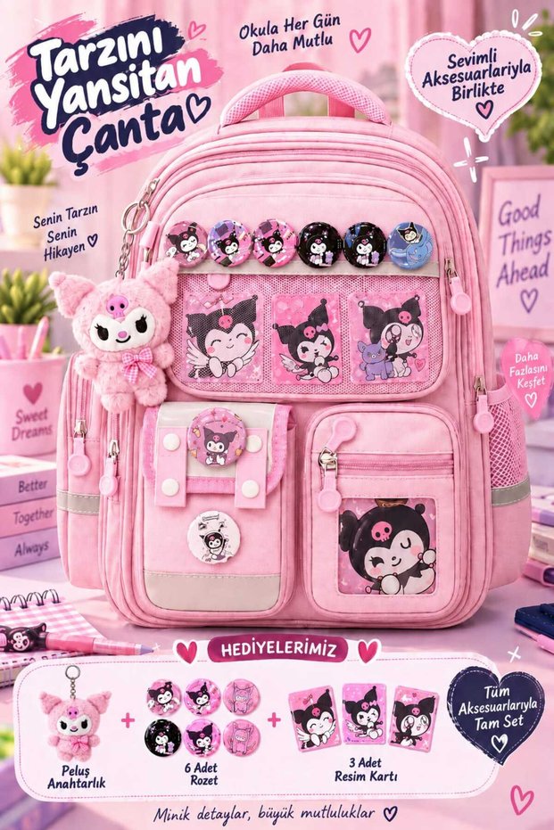 Children's School Bag with 9 Compartments, Spine Support, and Toy Gift