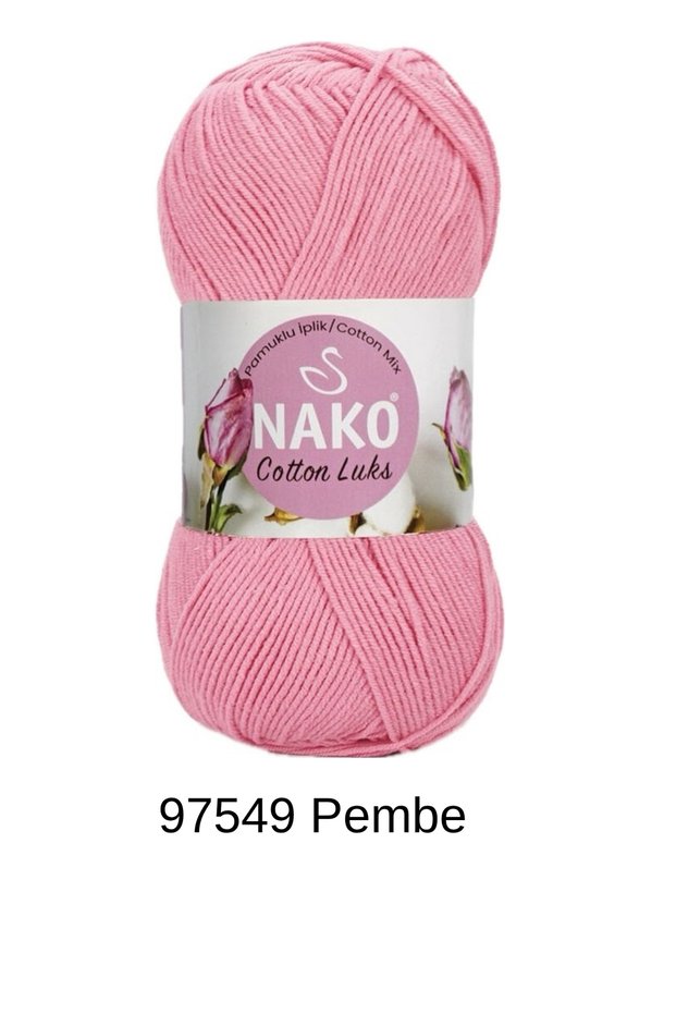 1 Piece Nako Cotton Luks 100 Grams 330 Meters Vest Scarf Beanie Sweater Cardigan Blanket Color: 97549 Pink