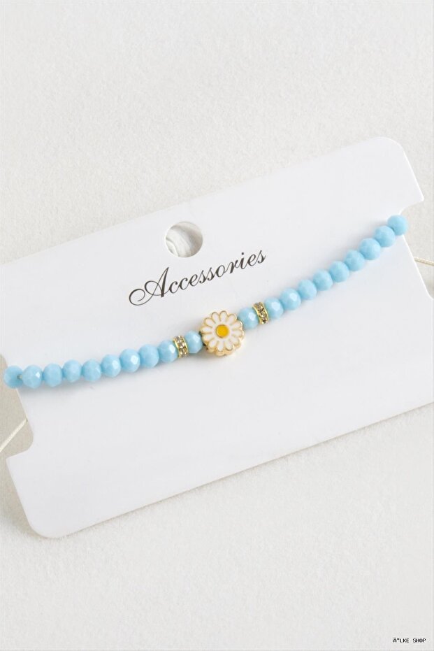 Ilkestor Daisy Crystal Macrame Rope (225543) Bracelet Blue