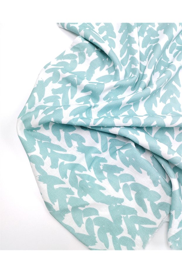 70% Cotton 30% Linen White with Green Patterned Woven Fabric for Shirts & Dresses 150X370Cm