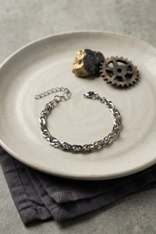 316L Steel Silver Color Rope Chain Model Men's Bracelet