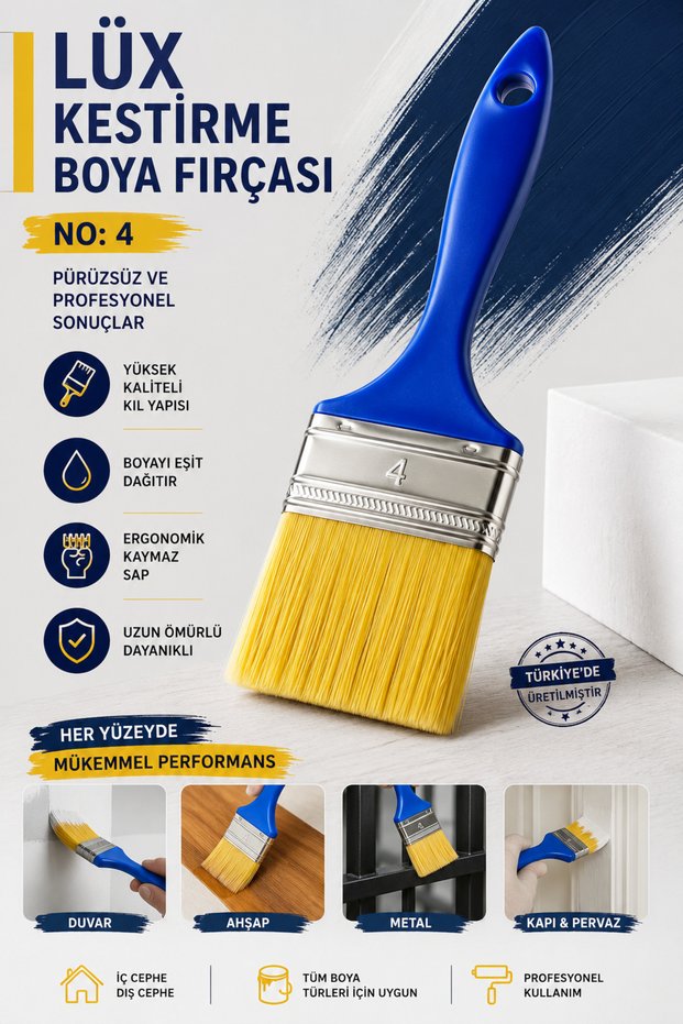 Standard Short-cut Paint Whitewash Hobby Brush No 4