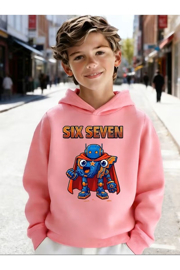 Children's Hooded Sweatshirt New Cartoon 67 Pattern Print Fall/Winter Kids Sweatshirt,3-4 11 12 Years Boys Long Sleeve Sweatshirt, Kids Sport Long Sleeve,