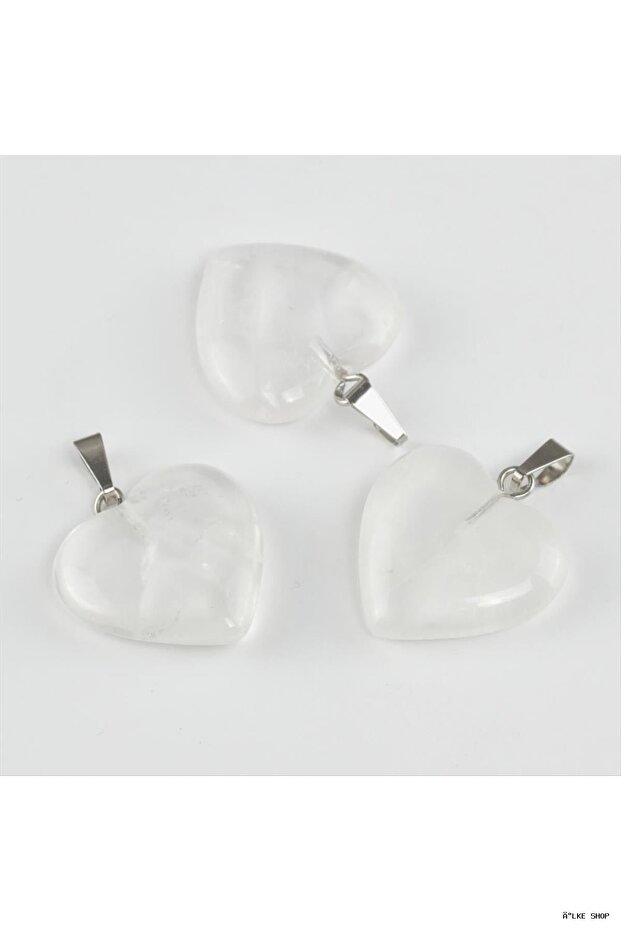 Ilkestor Quartz Heart Natural Stone Necklace (10526) Transparent at the End