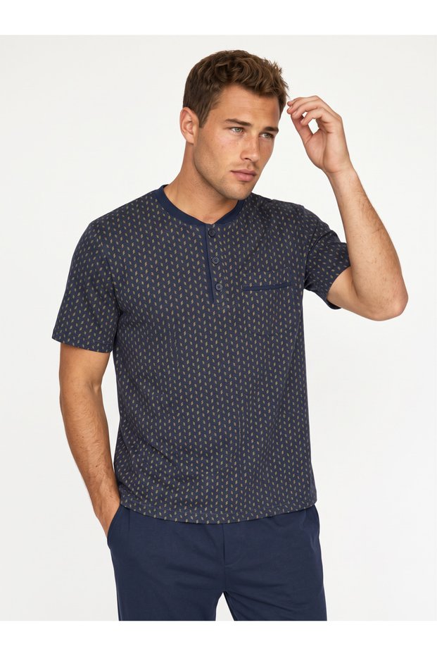 Men's Patterned Short Sleeve Pajama Set