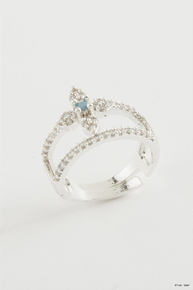 Ilkestor Flower Zircon Stone Ring (21346) Silver Color
