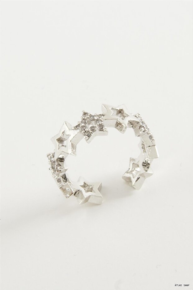 Ilkestor Star Zircon Stone Ring (31341) Silver Color