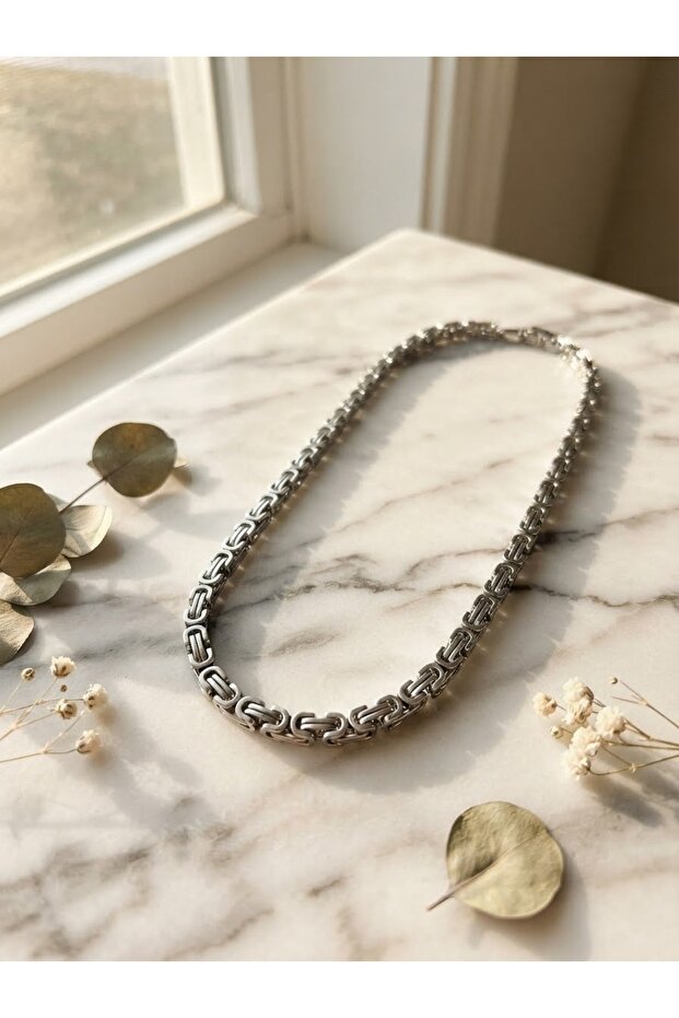 King Mesh Silver Color Steel Necklace - Thick Chain Model / Tarnish-Resistant Steel