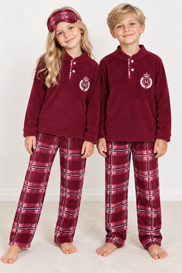 Girls' and Boys' Polar Fleece Thick Winter Long-Sleeved Pajama Set