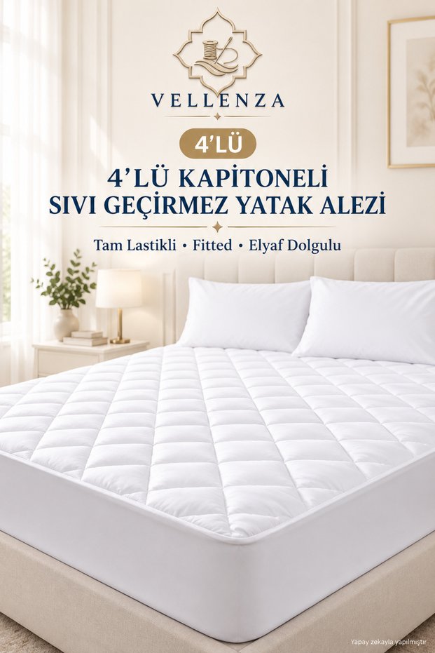 4-Piece Quilted Liquid-Proof Mattress Cover, Fully Elastic Fitted Mattress Protector, Fiber Filled