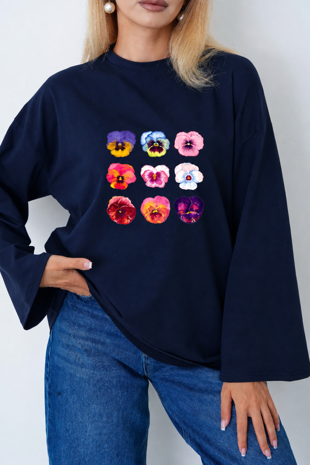 Floral Printed Long Sleeve Body Suitable for Hijab Wear