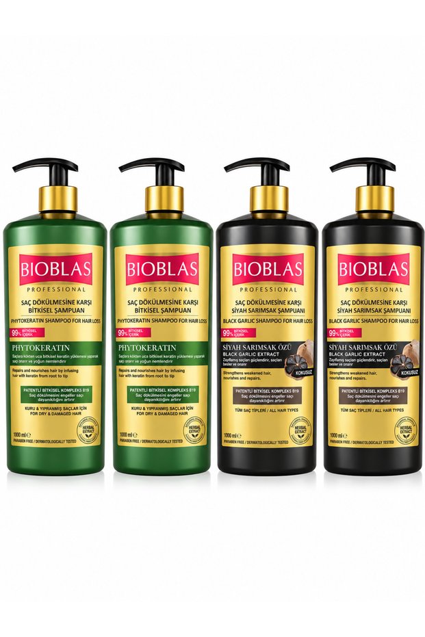 Black garlic + phytokeratin anti-hair loss shampoo 1.000 ml 4 pieces