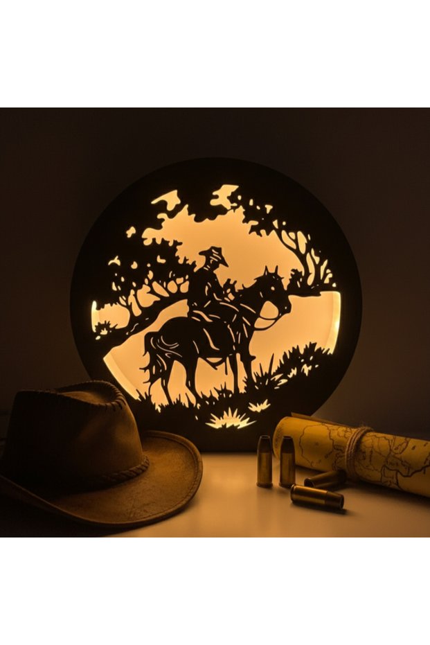 Cowboy Themed Tabletop Night Light - USB Cable with On/Off Switch