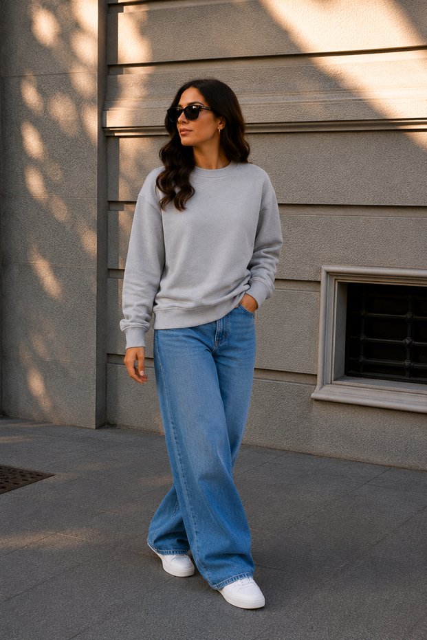 Women's 3 Thread Fabric Soft Cotton Inside Stone Color Sweatshirt