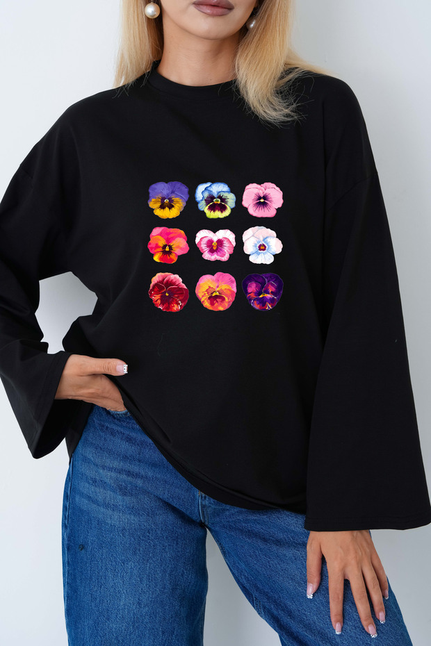 Floral Printed Long Sleeve Body Suitable for Hijab Wear