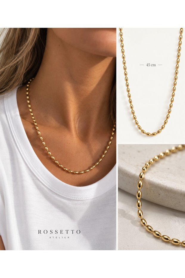 Steel Mandorla Necklace (45 cm)