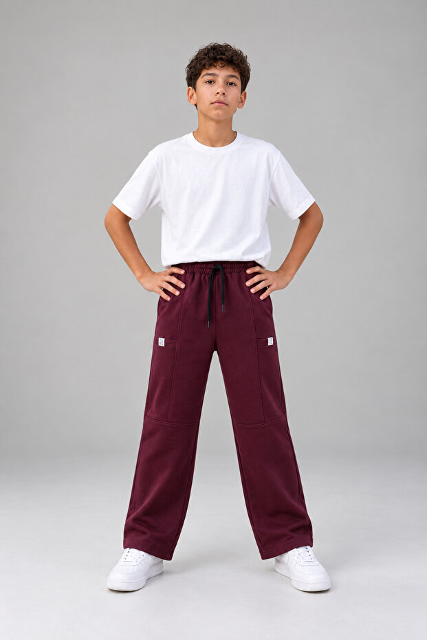 Boys' Elastic Waist, Lace-Up, Wide-Leg, Comfortable Cut Sweatpants