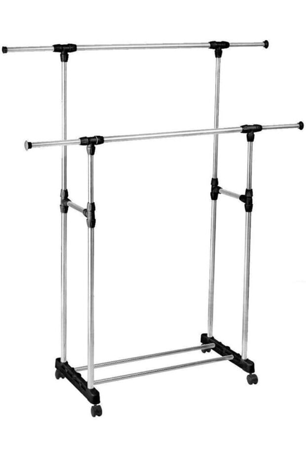 Clothes portable Rack Hanger Extendable Rolling Double pole