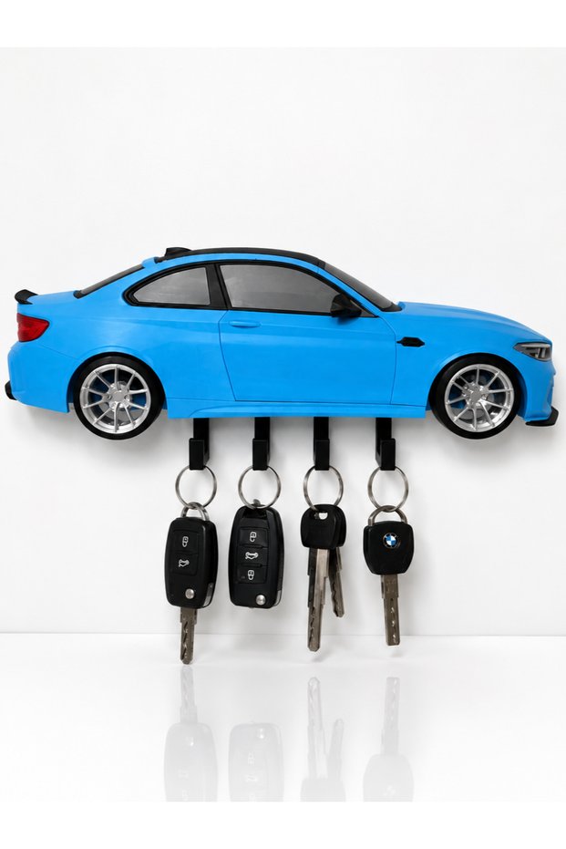 Car Design Wall Key Holder - Decorative Key Hanger with 4 Hooks
