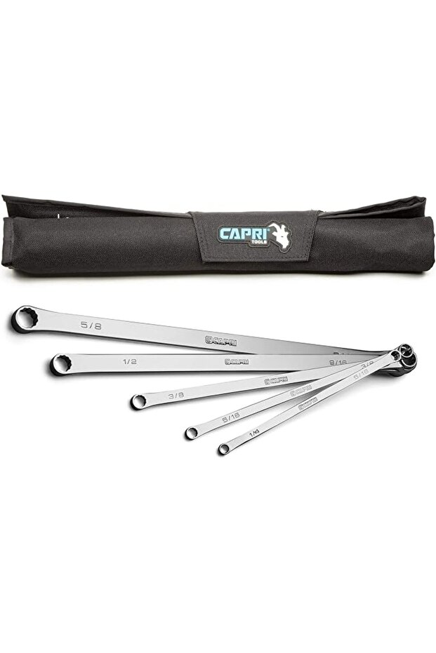 0 Degree Offset Extra Long Box End Wrench Set, SAE, 1/4-3/4 in, 8 Sizes, 5 Piece
