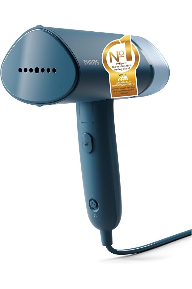 Philips Compact Handheld Steamer 3000 Series - 1000W - 20g/min Continuous Steam - 2M Cord Length - 100ML - Compact & Foldable - Blue - STH3000/26
