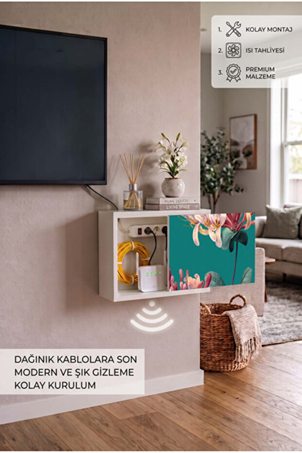 Modern Wooden Fuse Box Storage Cabinet Wifi Modem Concealer Cable Hiding Wall Mounted Socket Box