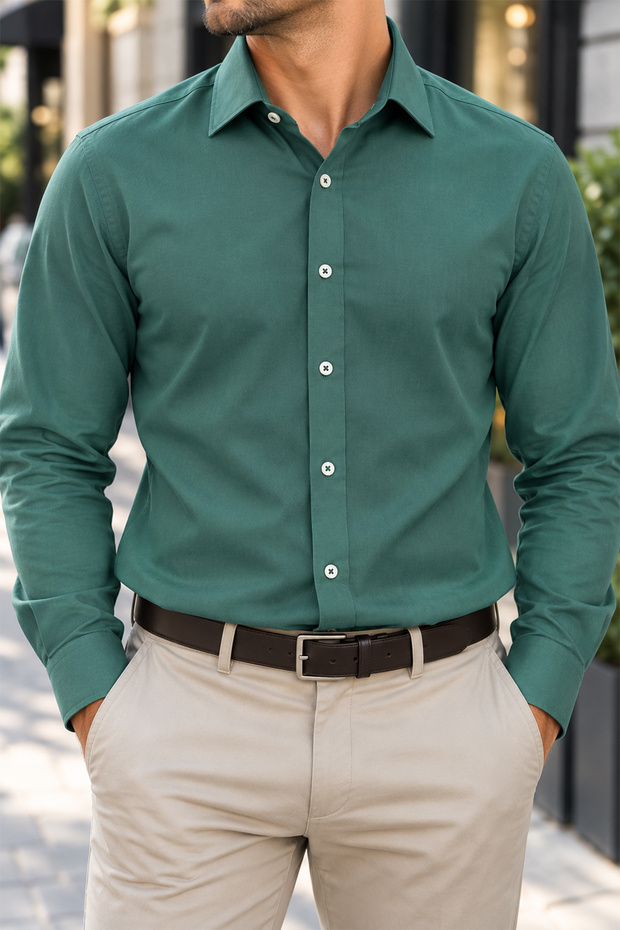Men's Plain Slim Fit Shirt Long Sleeve Cotton Classic Stylish Shirt