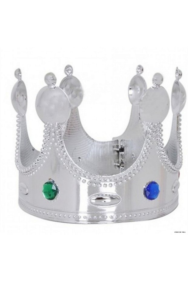 Zngzrmll Plastic King Crown Silver Color Children's Size (124251) 45 cm