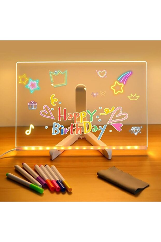 لوحة ملاحظات LED، 11.6 × 7.8 بوصة، لوحة رسائل مضيئة من الأكريليك، إضاءة ليلية للكتابة والرسم قابلة للمسح الجاف