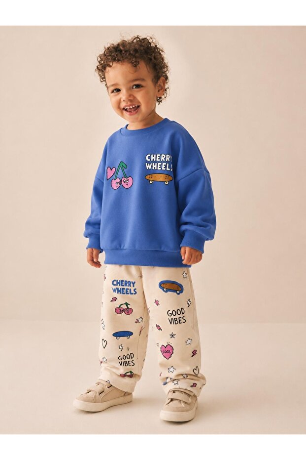 Unisex Children's 3-Yarn Cotton Back-Printed Set