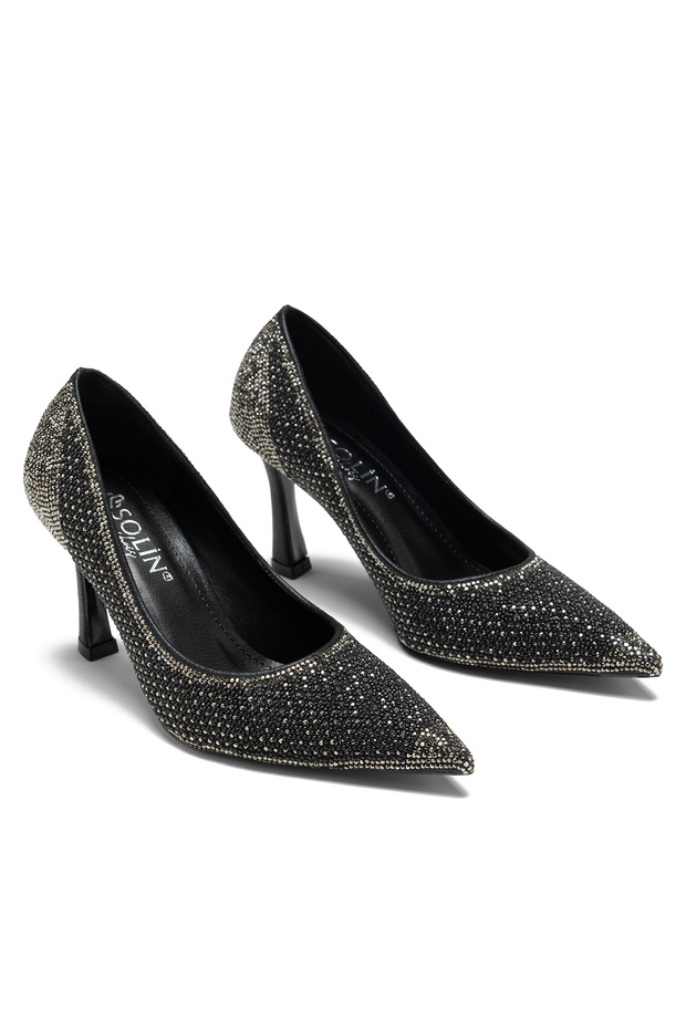 Women's Stone Evening Dress Shoes Thin Heeled Orthopedic Evening Dress Shoes Graduation, Engagement and Wedding Dress Shoes 8 cm