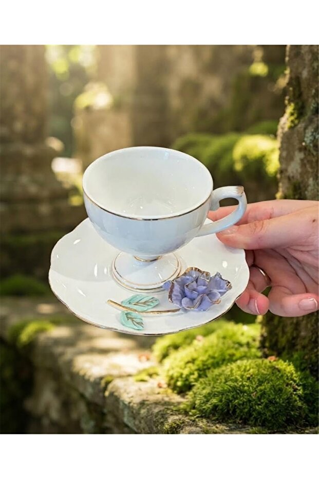 Felicity Porcelain 6-Person Coffee Cup Set - Purple