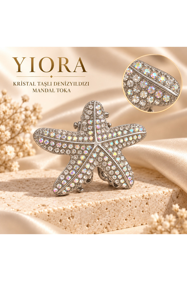 Imported Premium Series Crystal Stone Starfish Hair Clip – 4cm Mini Size