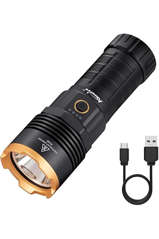 X100 Led Flashlight 2050 Lumen High Brightness USB C Rechargeable Torch Light 5 Modes Stackable Flashlight
