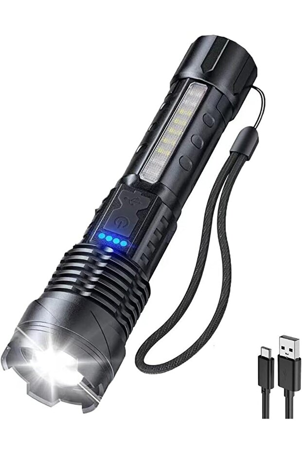 مصباح يدوي LED قابل لإعادة الشحن، كشاف LED عالي الإضاءة، مصابيح يدوية فائقة السطوع مع 7 أوضاع إضاءة
