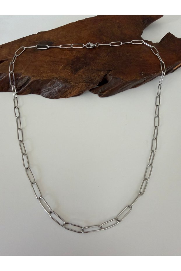 Top Segment Casual Paperclip Steel Chain Necklace 55 cm Steel Chain Men's Necklace Men's Steel Chain Necklace