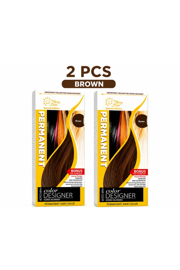 Permanent Hair Color 2 PCS Set – Brown Shade with Bonus Hair Conditioner, Vibrant Long-Lasting Color, Grey Hair Coverage, Complete Hair Coloring Kit
