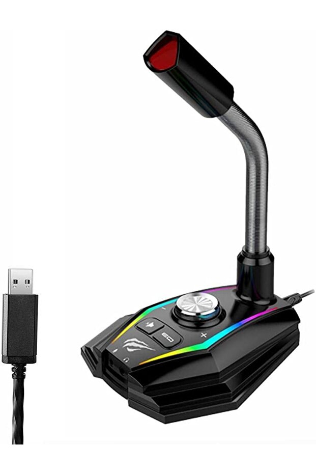 ميكروفون GAMENOTE GK56 USB RGB للألعاب، ميكروفون مكتبي للبث المباشر لأجهزة الكمبيوتر والكمبيوتر المحمول