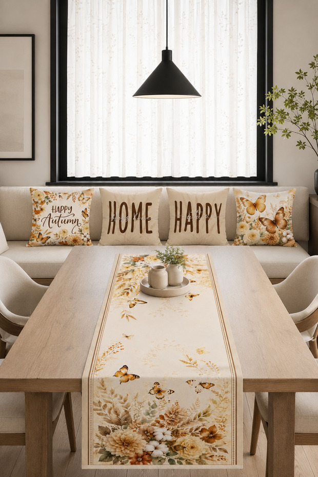 Vintage Butterfly and Autumn Floral 4-Piece Throw Pillow Cover Runner Set